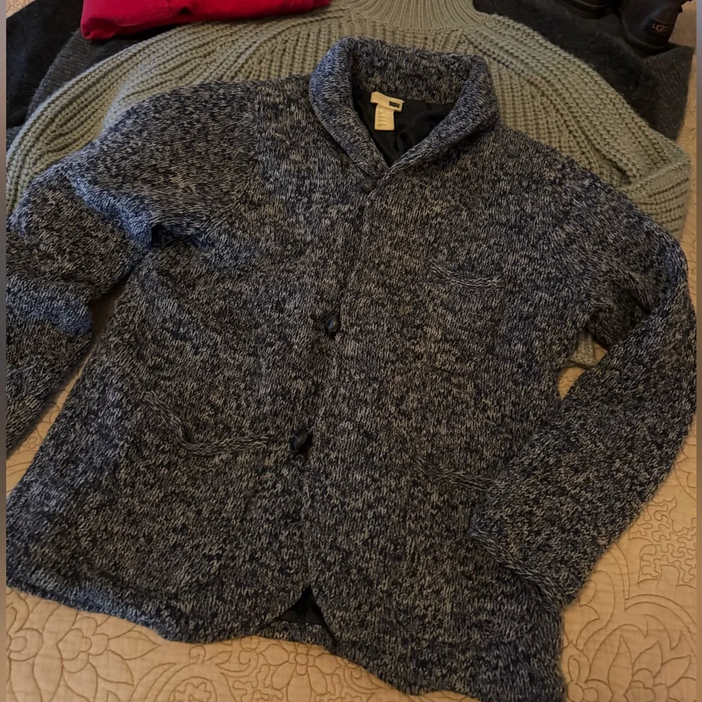 Vintage Y2K Levi’s Marled Navy Blue Knit Cardigan Jacket Grandpa Chic Cozy, L